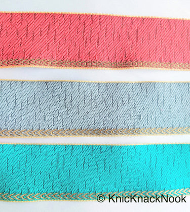 Green And Antique Gold Fabric Trim Embroidery Lace Trim, Approx. 40mm Wide, Costume Trim